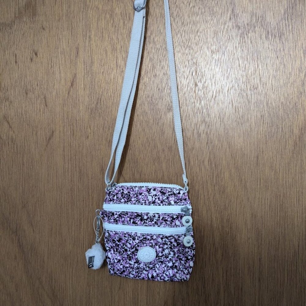 Kipling Alvar Print Crossbody - Ocean Breeze Purple with Monkey